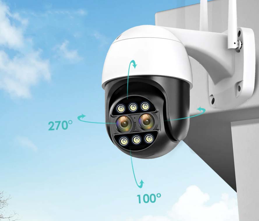 Wi-Fi Venkovní OTOČNÁ IP kamera H.265 FullHD+ 4.0Mpx, 4x optický ZOOM, DUÁLNÍ objektiv, ONVIF, slot na SD karty AUDIO