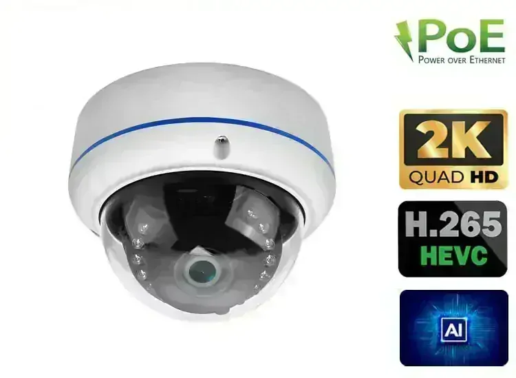 PROFI Digitální Venkovní IP kamerový set DOME QHD (2K) 4.0Mpx H.265 se záznamem 2TB Aktivní PoE 802.3af AUDIO