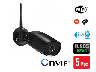 Venkovní Wi-Fi IP kamera s přenosem zvuku 5.0Mpx H.265 ONVIF slot na SD karty pro záznam AUDIO